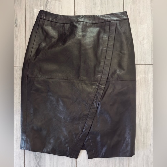 Halogen Seamed Leather Pencil High Waist Skirt 4 - Picture 1 of 8